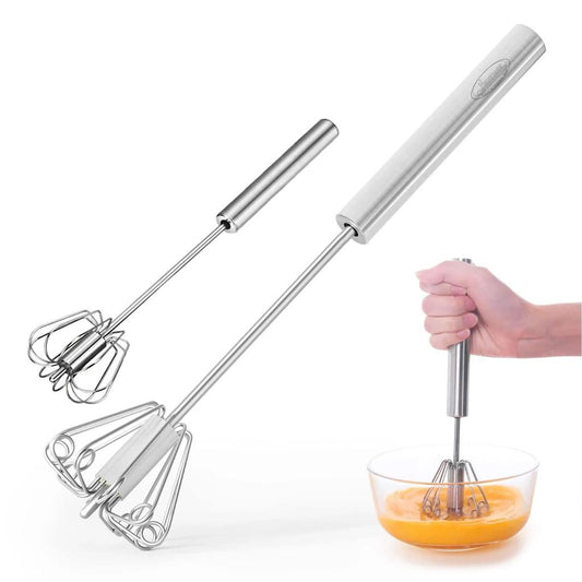 Stainless Steel Semi-Automatic Hand Whisk Mixer S: 25.5 x 6 cm by HitMyNeed