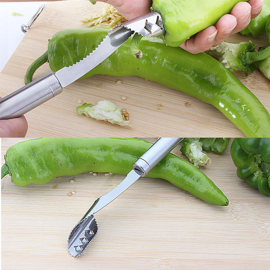 Stainless Steel Serrated Pepper Corer Tool by HitMyNeed