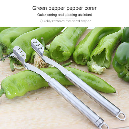 Stainless Steel Serrated Pepper Corer Tool by HitMyNeed