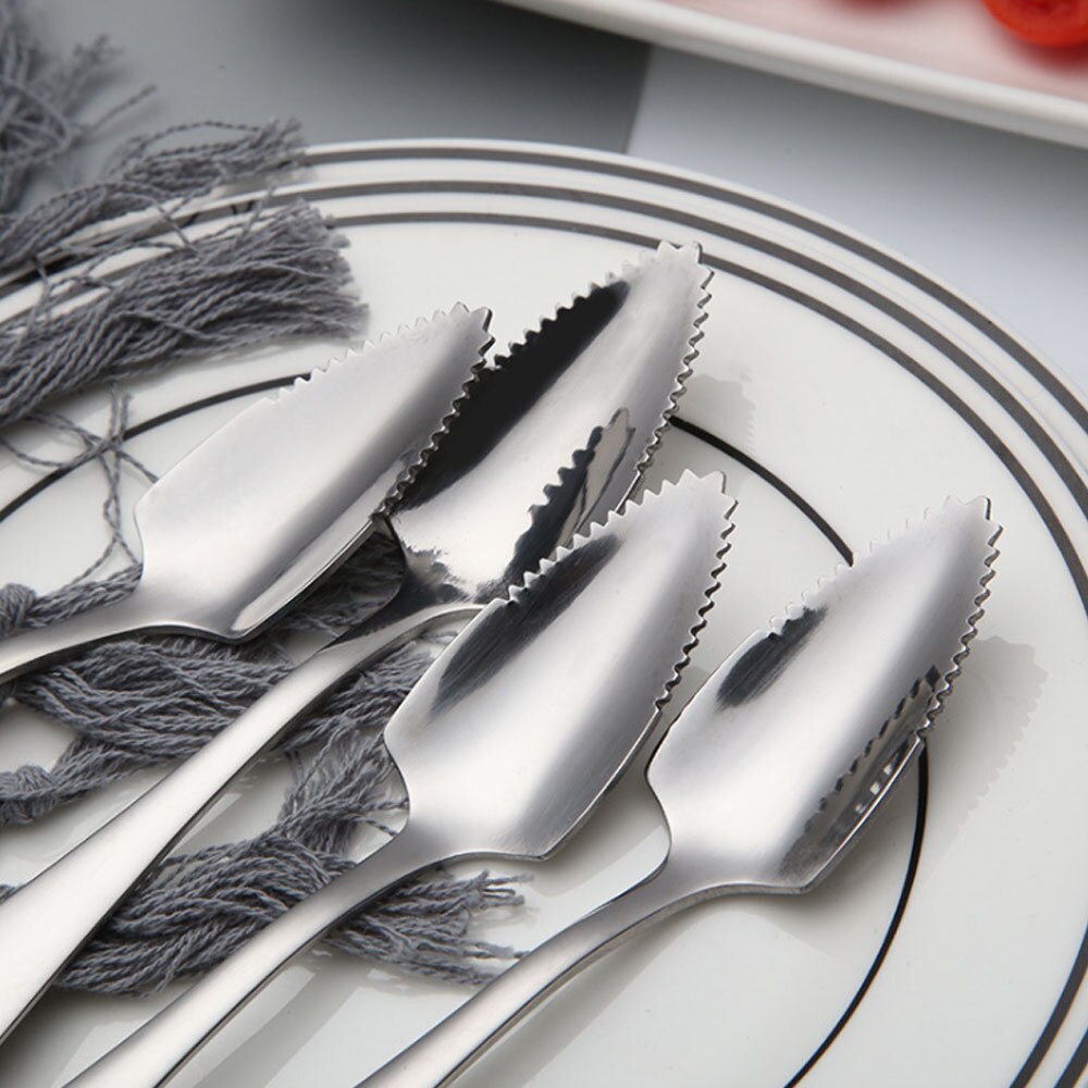Stainless Steel Serrated Spoons Set of 4 by HitMyNeed