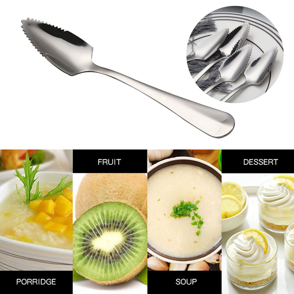 Stainless Steel Serrated Spoons Set of 4 by HitMyNeed