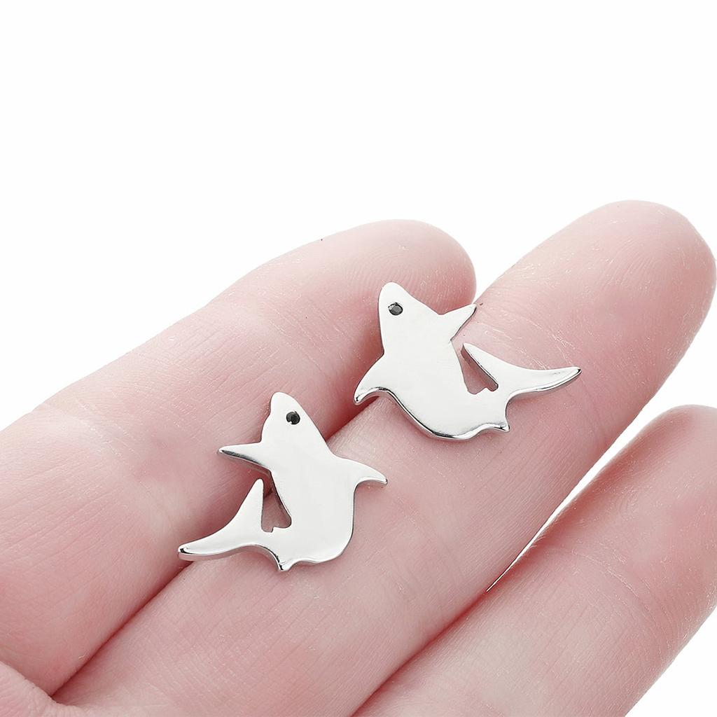 Stainless Steel Shark Stud Earrings for Women & Men by HitMyNeed
