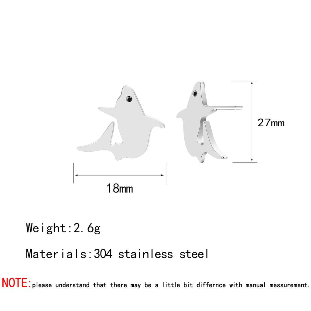 Stainless Steel Shark Stud Earrings for Women & Men by HitMyNeed
