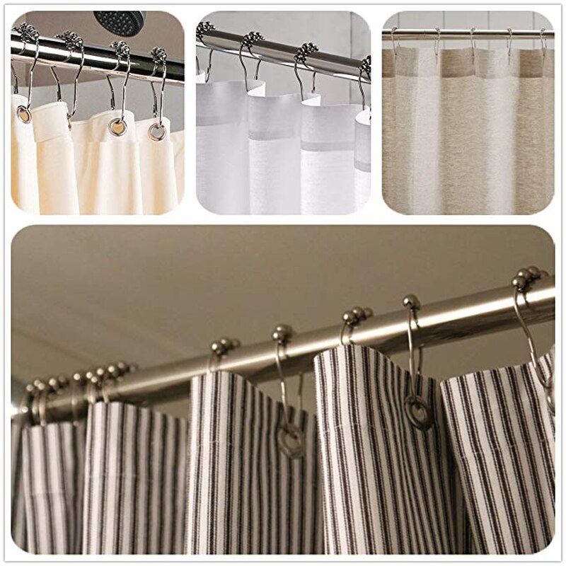 Stainless Steel Shower Curtain Hooks (12 Pack) by HitMyNeed