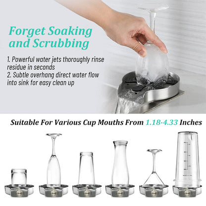 Stainless Steel Sink Glass Rinser Cup Washer uk-connector by HitMyNeed