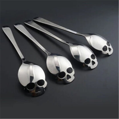 Stainless Steel Skull Spoon Gothic Dessert Spoon by HitMyNeed
