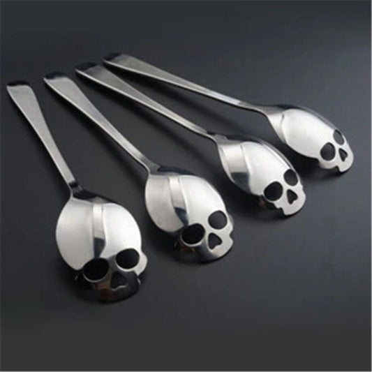Stainless Steel Skull Spoon Gothic Dessert Spoon by HitMyNeed
