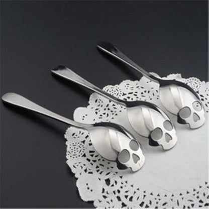 Stainless Steel Skull Spoon Gothic Dessert Spoon by HitMyNeed