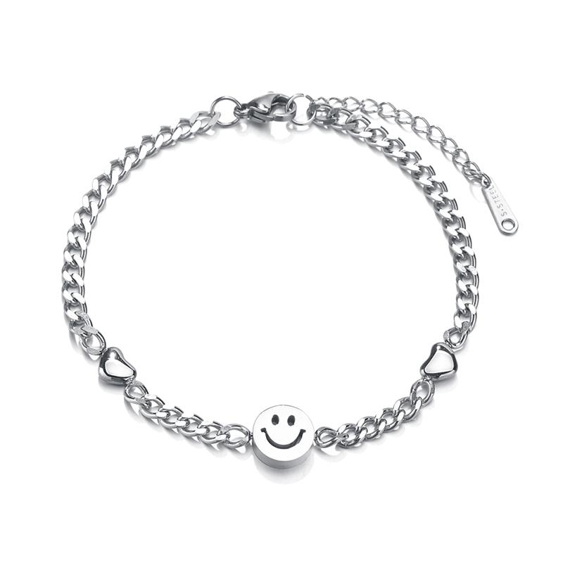 Stainless Steel Smiley Face Bracelet for Women by HitMyNeed
