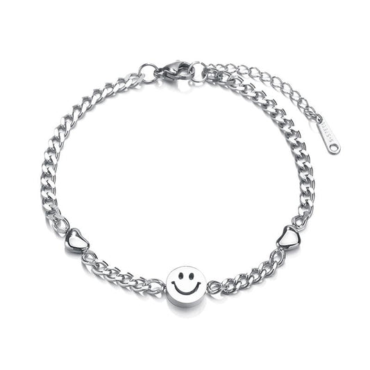 Stainless Steel Smiley Face Bracelet for Women by HitMyNeed