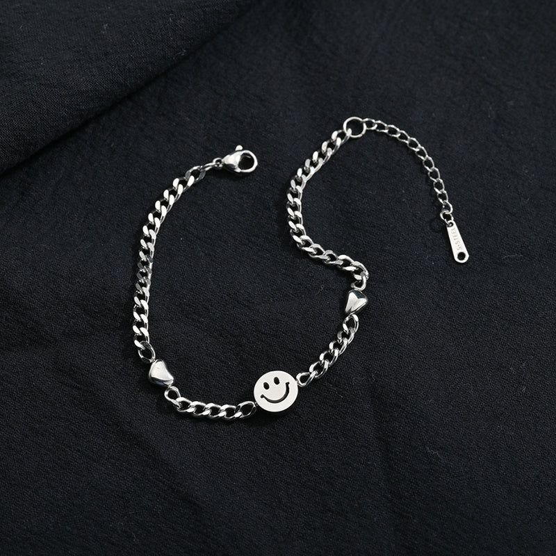 Stainless Steel Smiley Face Bracelet for Women by HitMyNeed