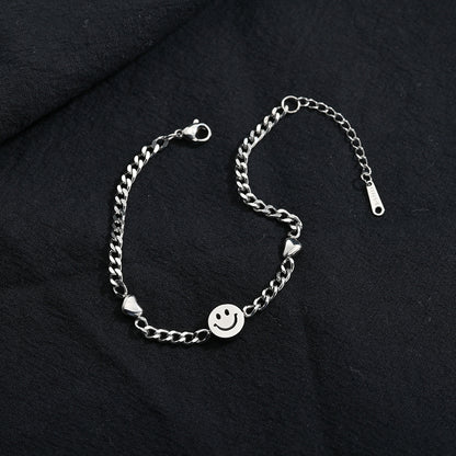 Stainless Steel Smiley Face Bracelet for Women by HitMyNeed