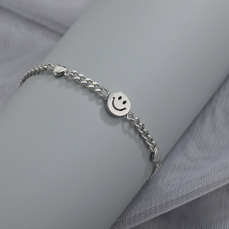 Stainless Steel Smiley Face Bracelet for Women by HitMyNeed