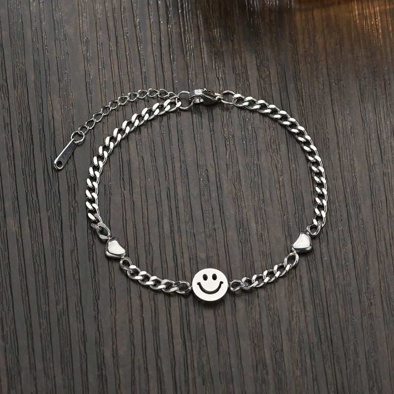Stainless Steel Smiley Face Bracelet for Women by HitMyNeed