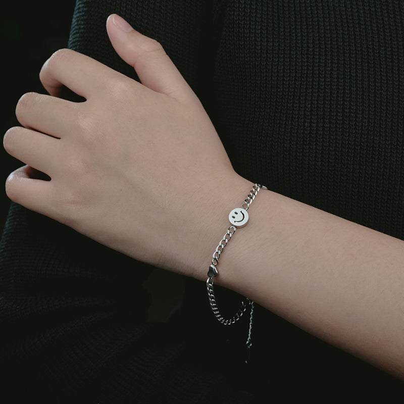 Stainless Steel Smiley Face Bracelet for Women by HitMyNeed