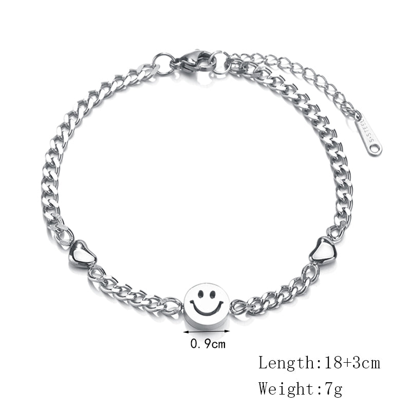 Stainless Steel Smiley Face Bracelet for Women by HitMyNeed