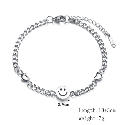 Stainless Steel Smiley Face Bracelet for Women by HitMyNeed