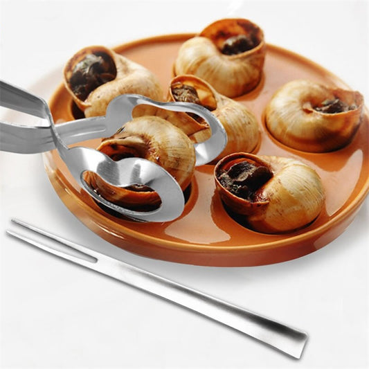 Stainless Steel Snail Tongs with Matching Fork Set by HitMyNeed