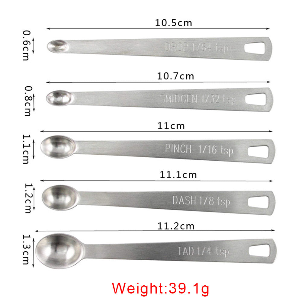 Stainless Steel Spice Measuring Spoons Set, 5 pcs by HitMyNeed