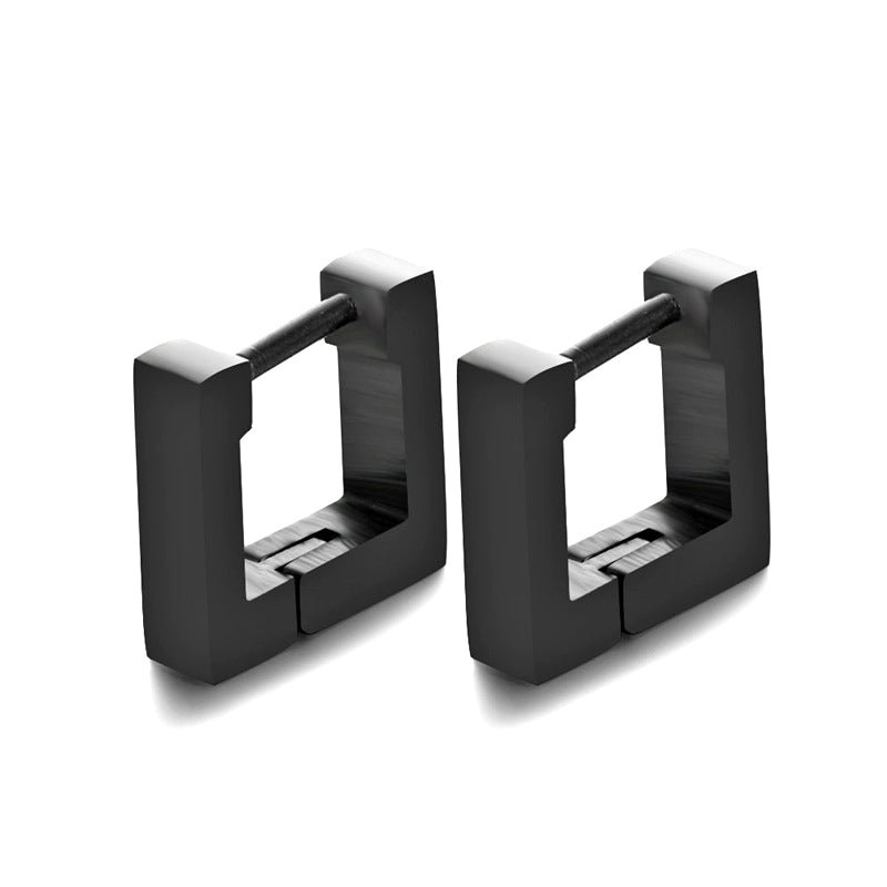 Stainless Steel Square Hoop Earrings 10mm black by HitMyNeed