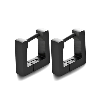 Stainless Steel Square Hoop Earrings 10mm black by HitMyNeed