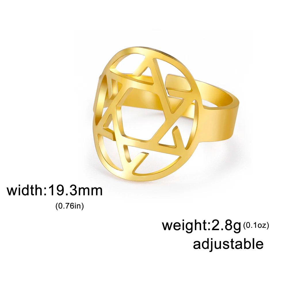 Stainless Steel Star of David Magen David Ring style1-g by HitMyNeed