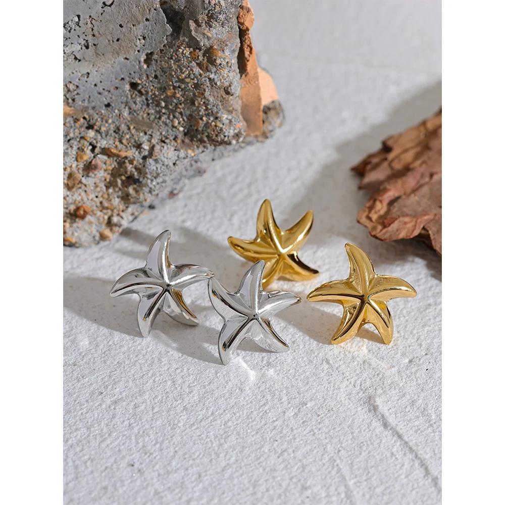 Stainless Steel Starfish Stud Earrings for Women by HitMyNeed