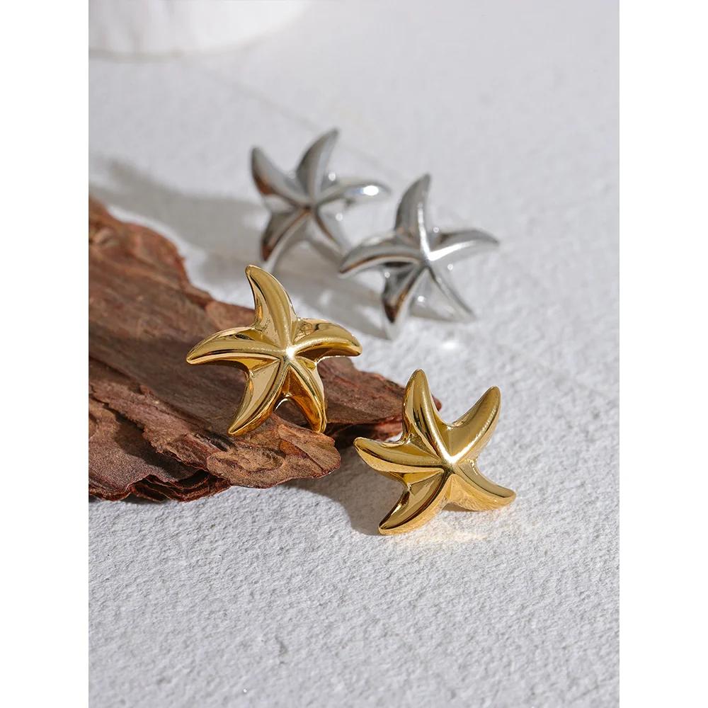 Stainless Steel Starfish Stud Earrings for Women by HitMyNeed