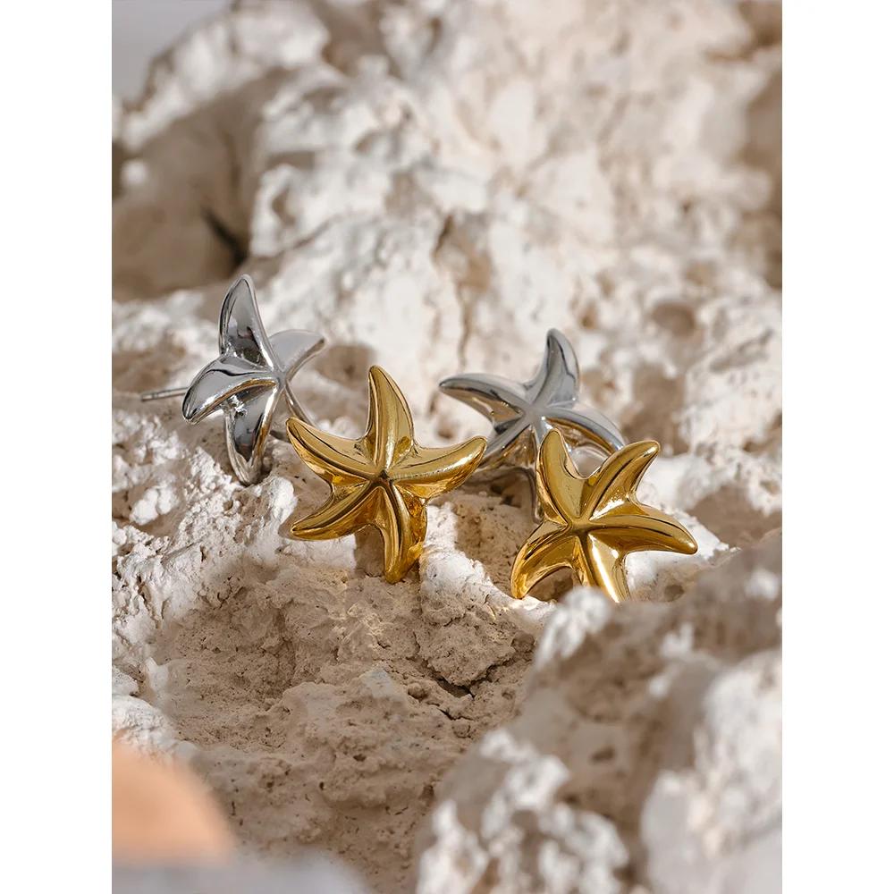 Stainless Steel Starfish Stud Earrings for Women by HitMyNeed