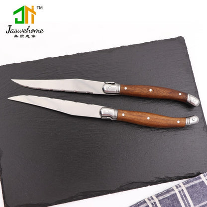 Stainless Steel Steak Knife Set with Rosewood Handles by HitMyNeed