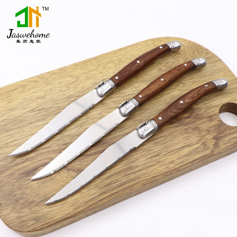 Stainless Steel Steak Knife Set with Rosewood Handles by HitMyNeed