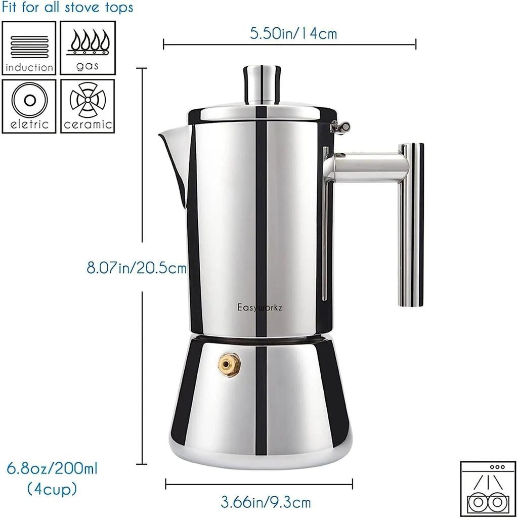 Stainless Steel Stovetop Espresso Maker Induction Moka Pot by HitMyNeed