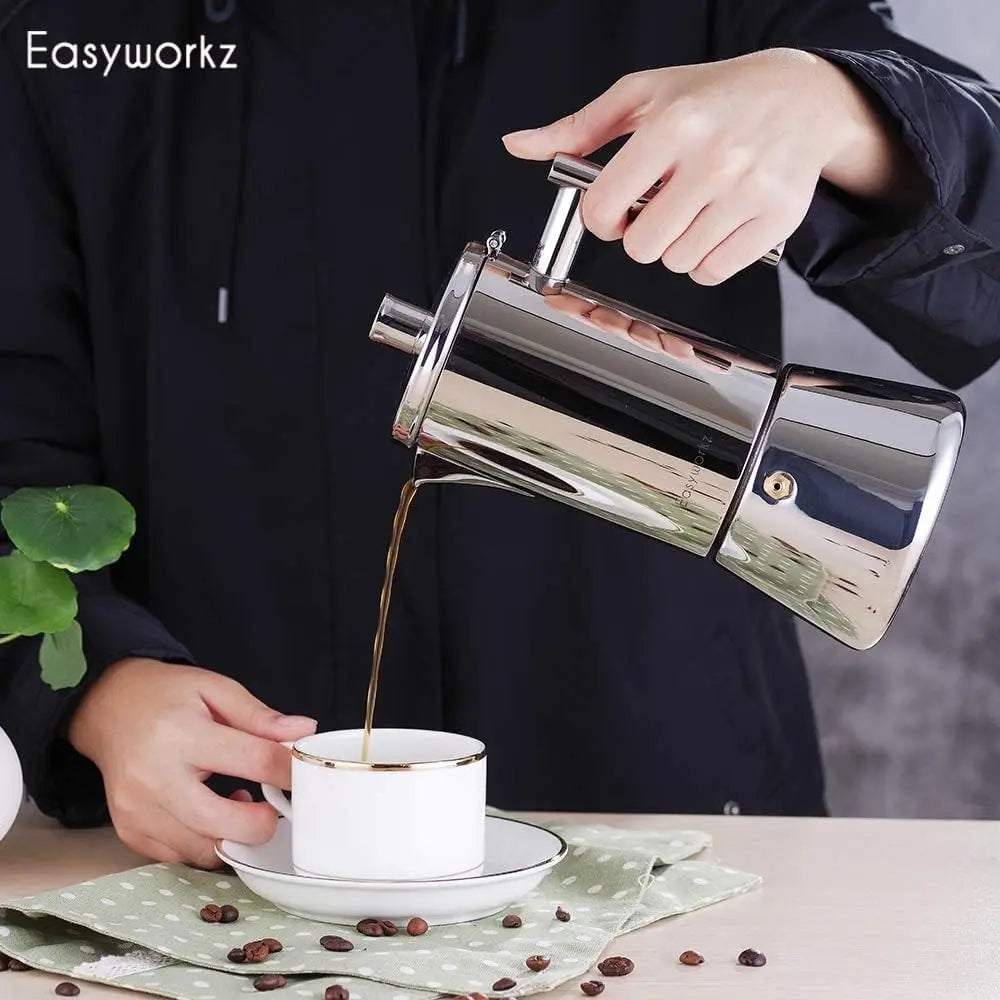 Stainless Steel Stovetop Espresso Maker Induction Moka Pot by HitMyNeed
