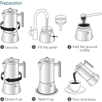 Stainless Steel Stovetop Espresso Maker Induction Moka Pot by HitMyNeed