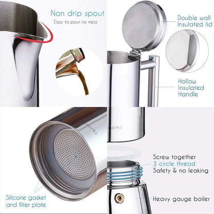 Stainless Steel Stovetop Espresso Maker Induction Moka Pot by HitMyNeed