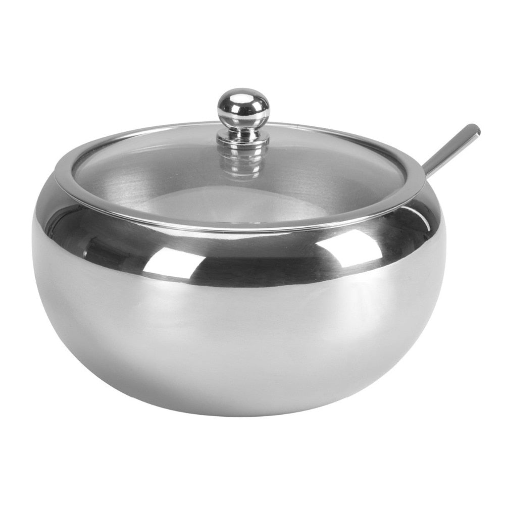 Stainless Steel Sugar Bowl with Scoop and Lid 500ml by HitMyNeed