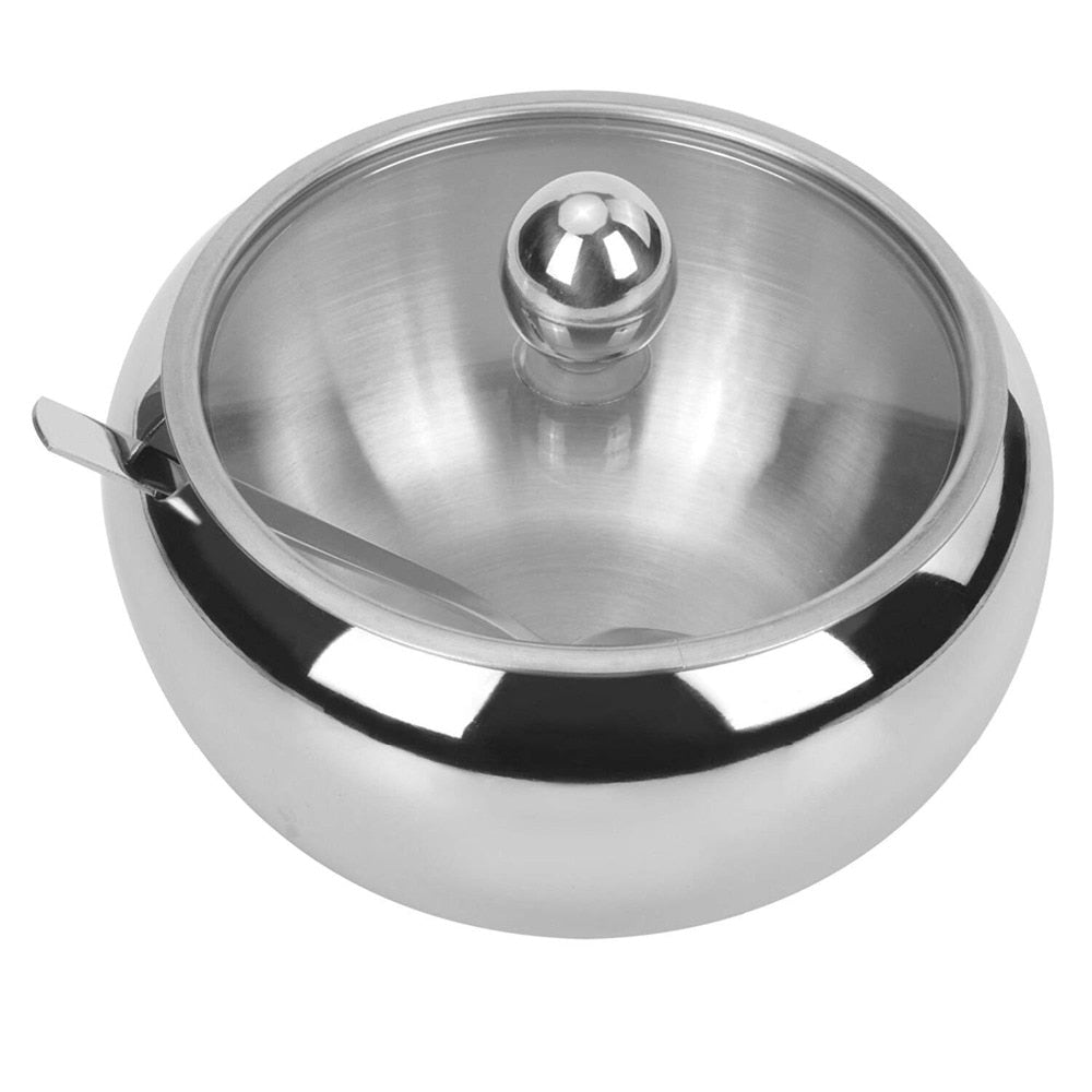 Stainless Steel Sugar Bowl with Scoop and Lid 500ml by HitMyNeed