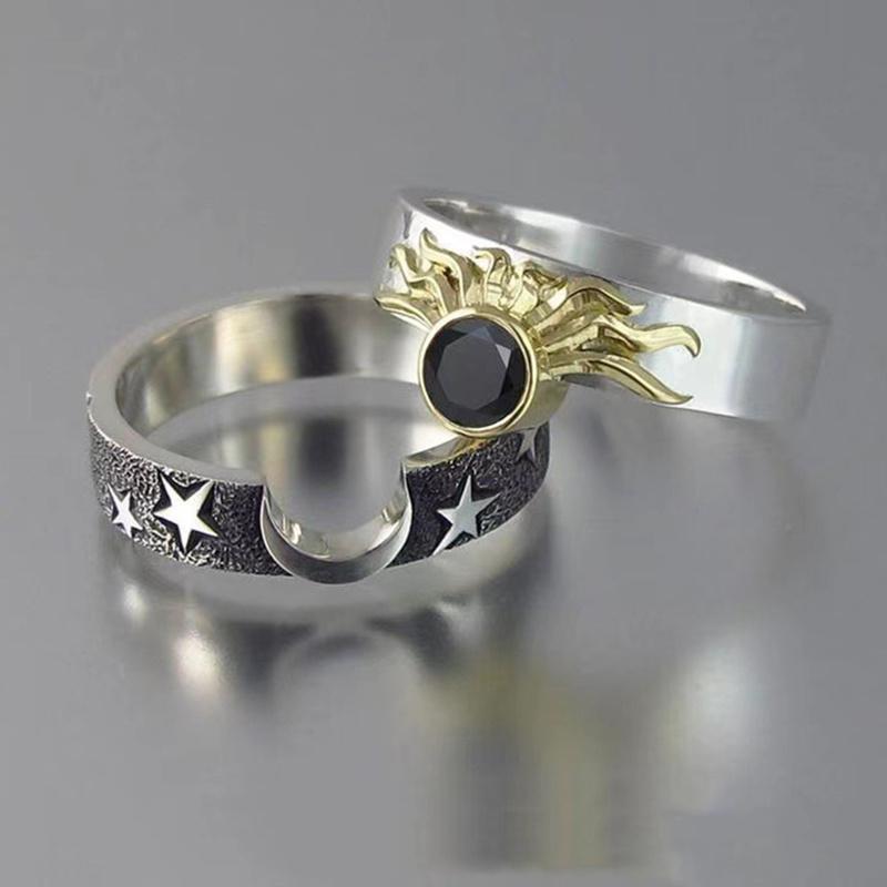 Stainless Steel Sun and Moon Matching Ring Set 10 by HitMyNeed