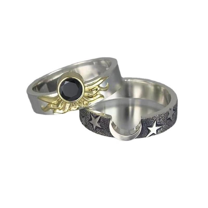Stainless Steel Sun and Moon Matching Ring Set 7 by HitMyNeed
