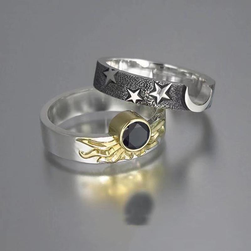 Stainless Steel Sun and Moon Matching Ring Set 8 by HitMyNeed