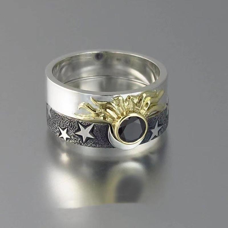 Stainless Steel Sun and Moon Matching Ring Set 9 by HitMyNeed