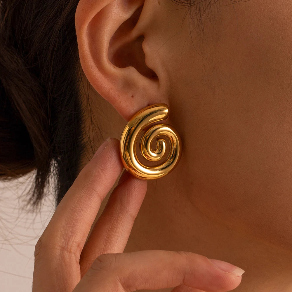 Stainless Steel Swirl Stud Earrings for Women by HitMyNeed