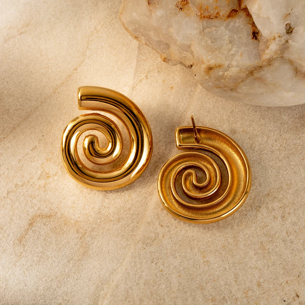 Stainless Steel Swirl Stud Earrings for Women by HitMyNeed