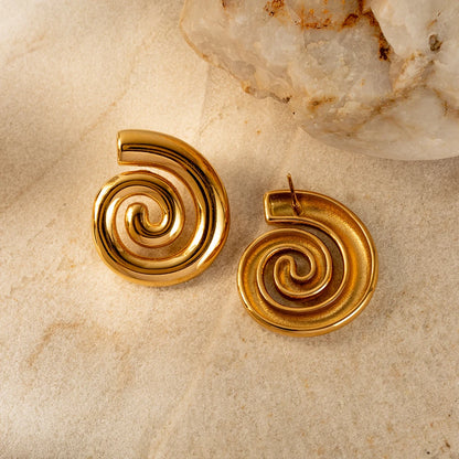 Stainless Steel Swirl Stud Earrings for Women by HitMyNeed