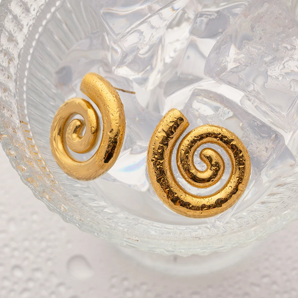 Stainless Steel Swirl Stud Earrings for Women by HitMyNeed
