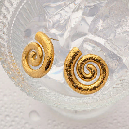 Stainless Steel Swirl Stud Earrings for Women by HitMyNeed