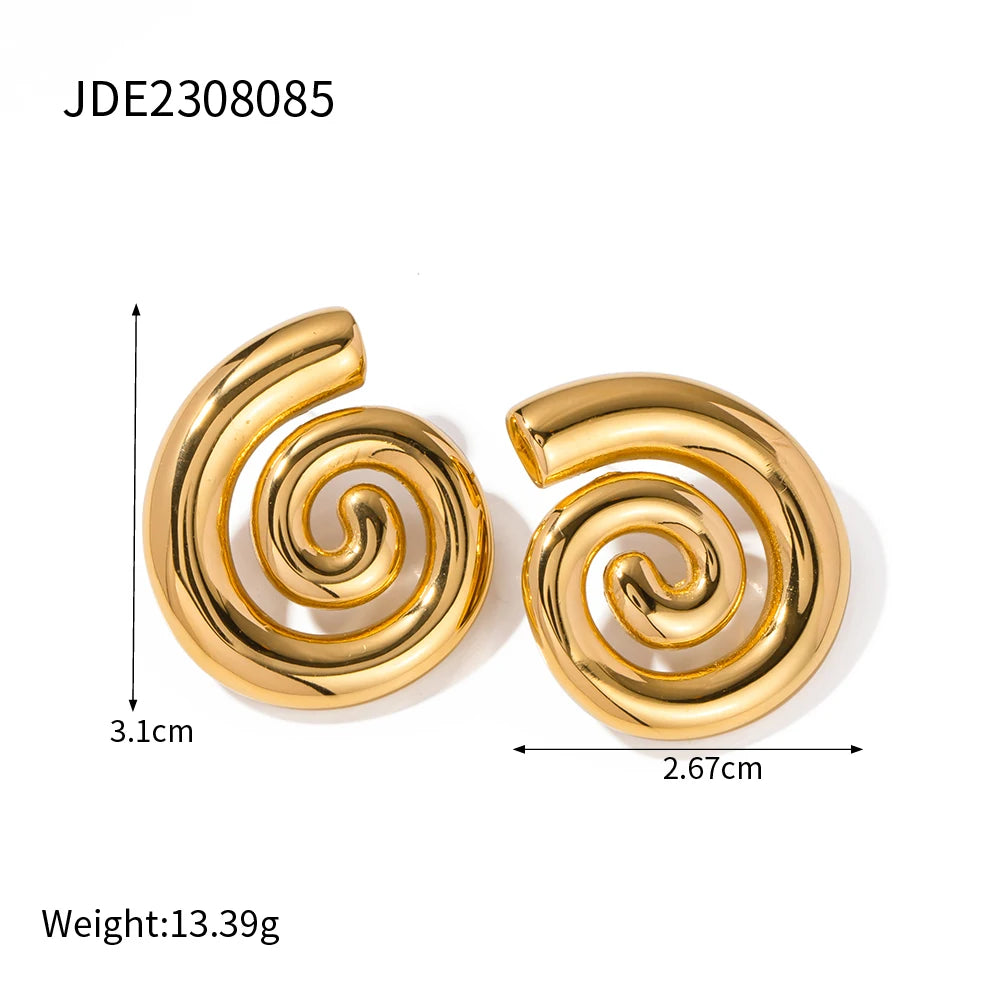 Stainless Steel Swirl Stud Earrings for Women by HitMyNeed