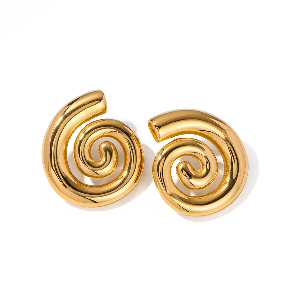 Stainless Steel Swirl Stud Earrings for Women jde2308085 by HitMyNeed