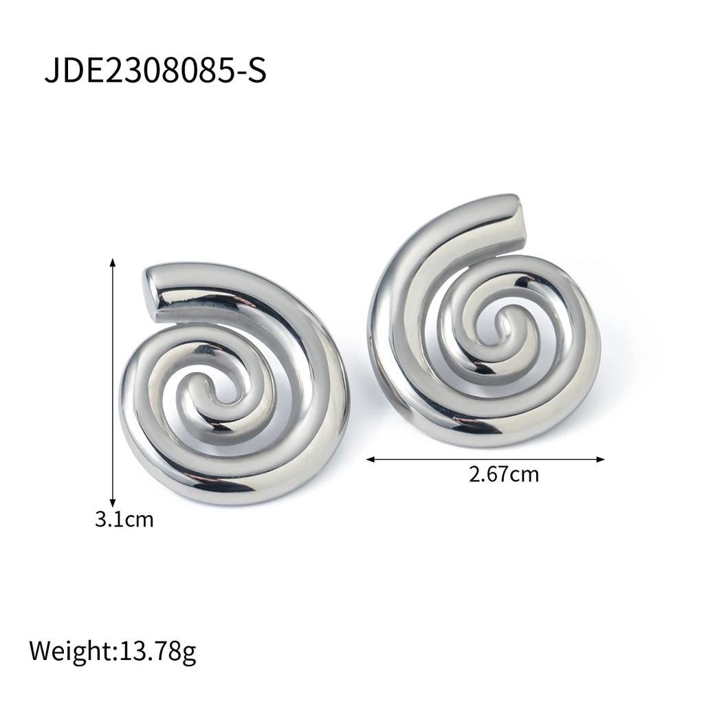 Stainless Steel Swirl Stud Earrings for Women jde2308085-s by HitMyNeed