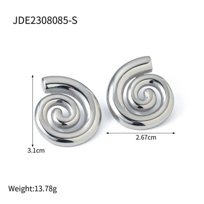 Stainless Steel Swirl Stud Earrings for Women jde2308085-s by HitMyNeed